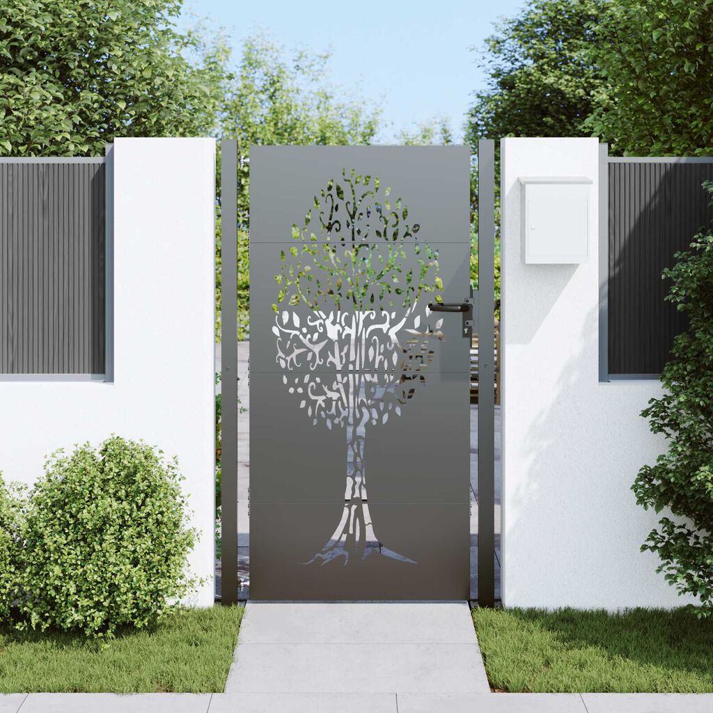 vidaXL Πύλη Κήπου Άλλο Μαύρο 105 x 200 cm Ατσάλι με Επικάλυψη Πούδρας