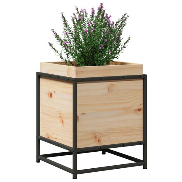 vidaXL Ζαρντινιέρα Λευκή 40 x 40 x 50 εκ από Μασίφ Ξύλο Πεύκου
