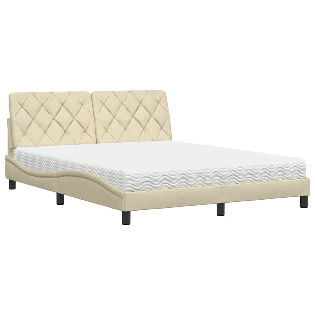 vidaXL Κρεβάτι Κρεμ 160x200 εκ. Υφασμάτινο
