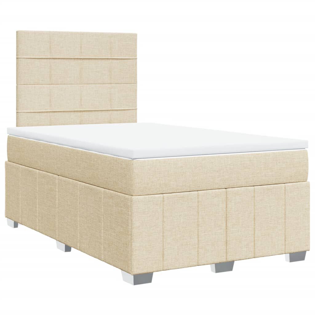 vidaXL Κρεβάτι Boxspring με Στρώμα Κρεμ 120x200 εκ. Υφασμάτινο