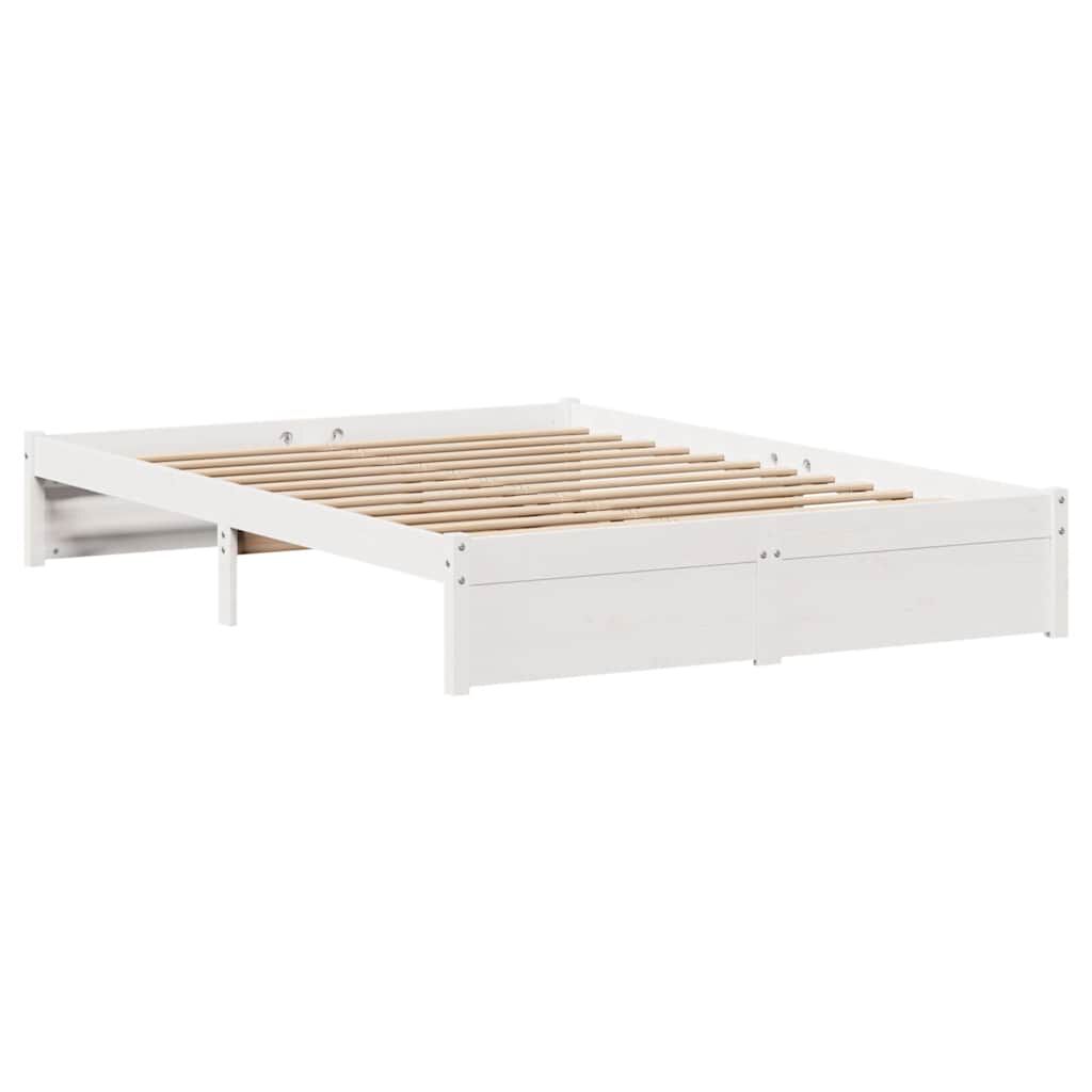 vidaXL Σκελετός Κρεβ. Χωρίς Στρώμα Λευκό 135x190 εκ Μασίφ Πεύκο