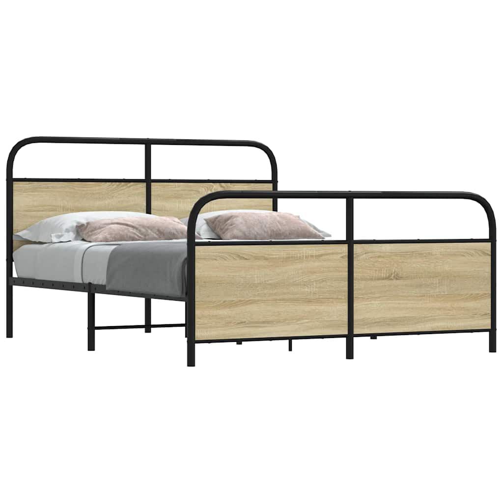 vidaXL Σκελετός Κρεβ. Χωρίς Στρώμα Sonoma Δρυς 160x200 εκ. Μεταλλικό