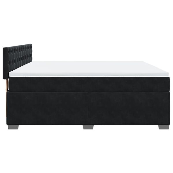 vidaXL Κρεβάτι Boxspring με Στρώμα Μαύρο 180x200 εκ. Βελούδινο