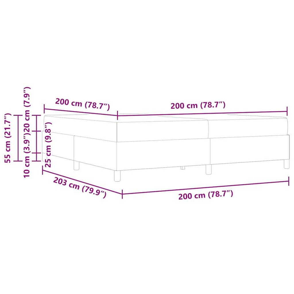 vidaXL Σκελετός κρεβατιού με στρώμα Γκρι 200 x 200 cm Τεχνητό δέρμα