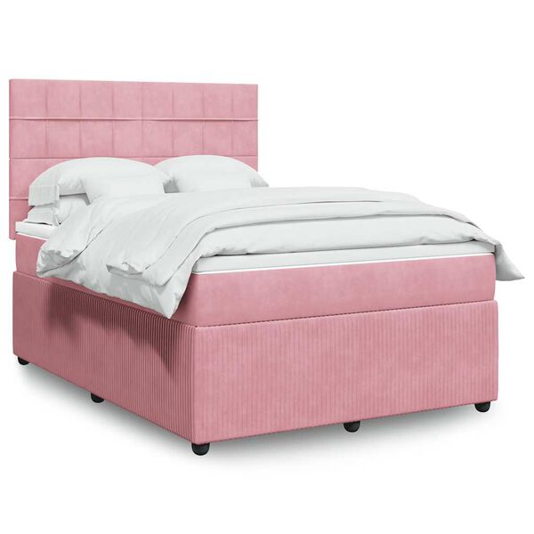 vidaXL &Kappa;&rho;&epsilon;&beta;ά&tau;&iota; Boxspring &mu;&epsilon; &Sigma;&tau;&rho;ώ&mu;&alpha; &Rho;&omicron;&zeta; 140x190 &epsilon;&kappa;. &Beta;&epsilon;&lambda;&omicron;ύ&delta;&iota;&nu;&omicron;