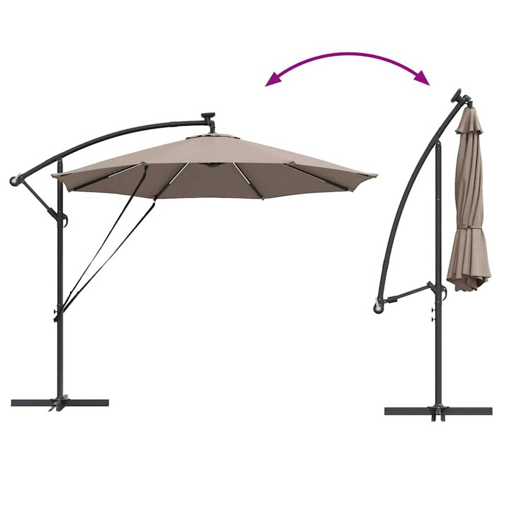 vidaXL Ομπρέλα Cantilever Banana Taupe 294 x 294 x 248 cm