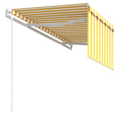 vidaXL Τέντα Συρόμενη Αυτόματη με Σκίαστρο Κίτρινο/Λευκό 3 x 2,5 μ.