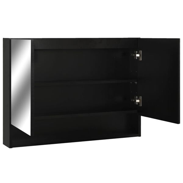 vidaXL Καθρέφτης Μπάνιου με Ντουλάπι / LED Μαύρο 80 x 15 x 60 εκ. MDF