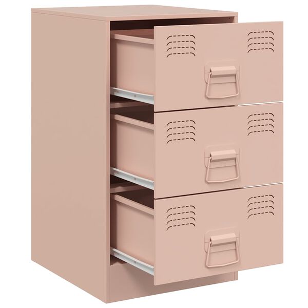 vidaXL Κομοδίνο Ροζ 34,5x39x62 εκ. από Χάλυβα
