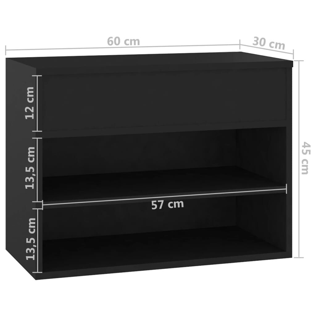 vidaXL Παπουτσοθήκη Μαύρη 60 x 30 x 45 εκ. από Επεξ. Ξύλο