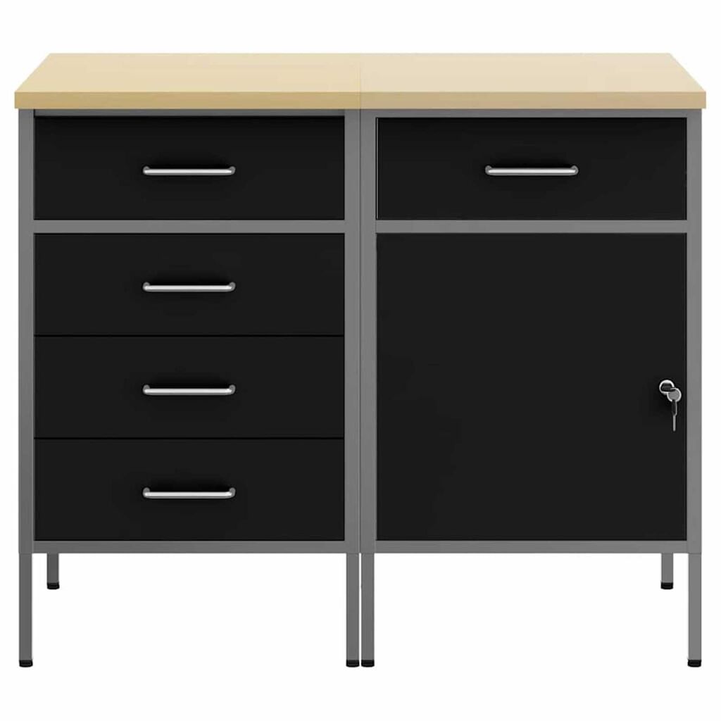 vidaXL Ντουλάπα Εργασίας 2 pcs Μαύρο και Γκρι 100 x 55 x 85 εκ.
