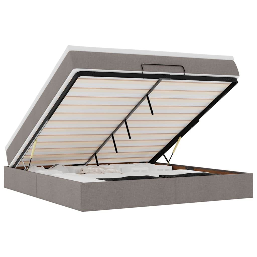 vidaXL Οθωμανικό κρεβάτι με στρώμα Taupe 160x200cm ύφασμα