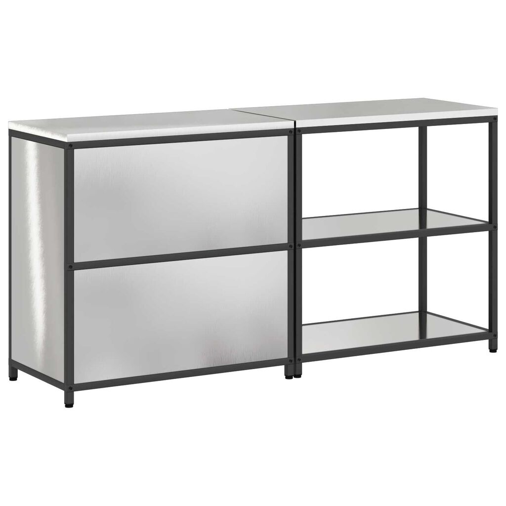 vidaXL Σετ Αποθήκευσης Κουζίνας με ράφι 2 pcs Ασημί 150 x 50 x 92 εκ.