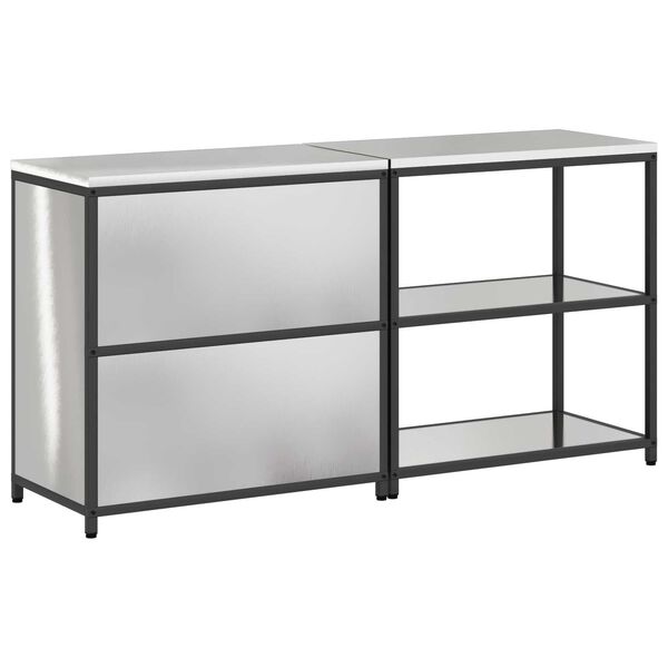 vidaXL Σετ Αποθήκευσης Κουζίνας με ράφι 2 pcs Ασημί 150 x 50 x 92 εκ.