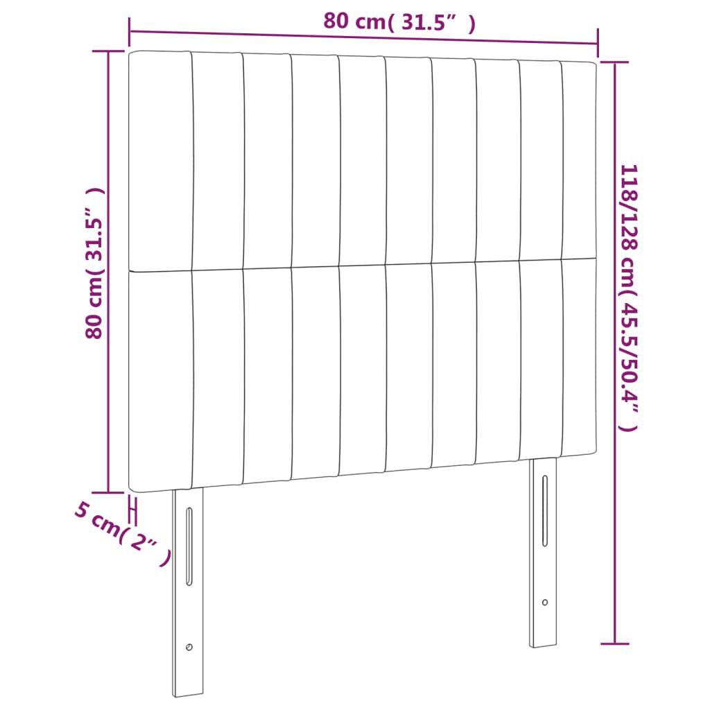 vidaXL Κεφαλάρι Κρεβατιού LED Σκούρο Γκρι 80x5x118/128εκ. Υφασμάτινο