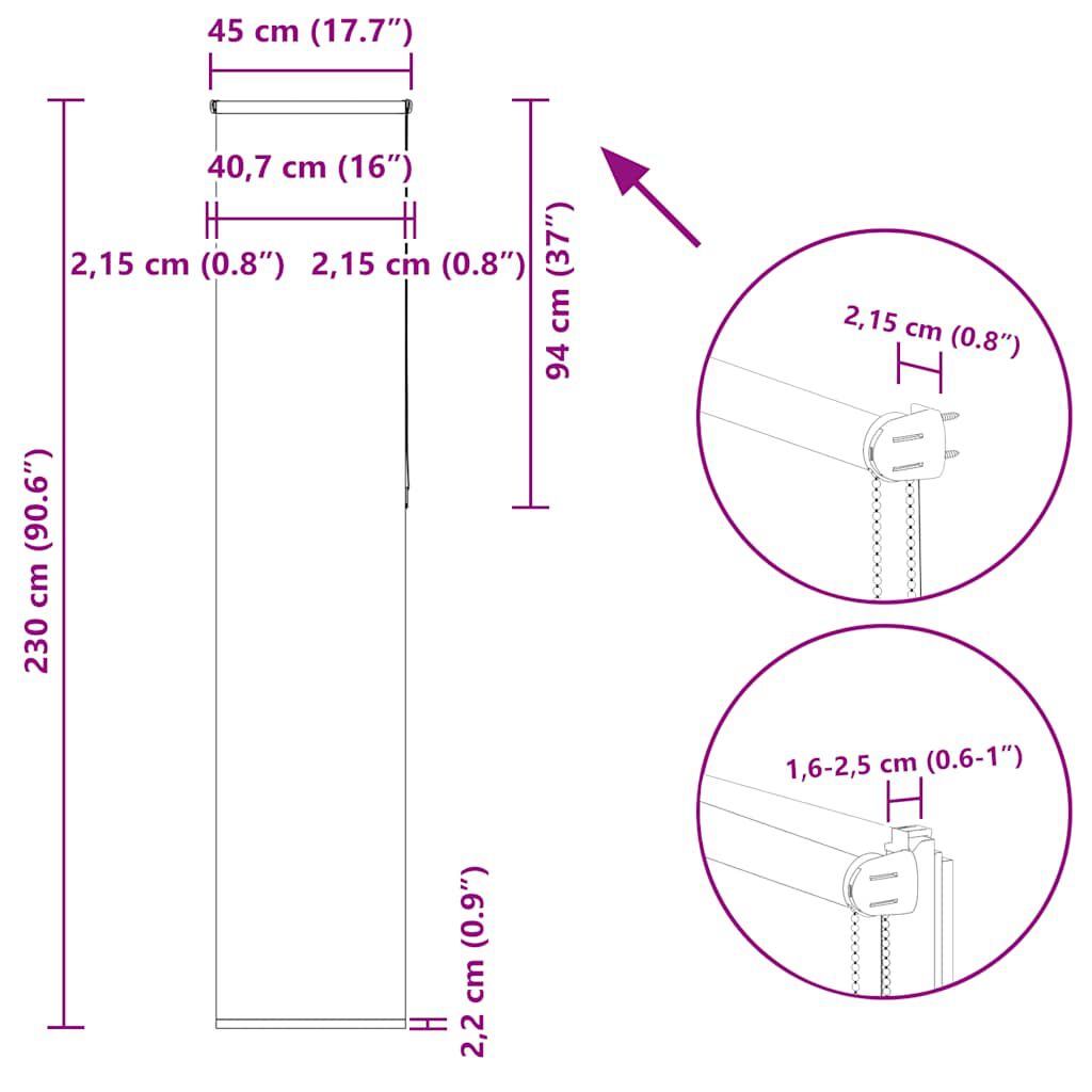 vidaXL Ρολέρ Μπλακάουτ Λευκό 45x230 εκ. Πλάτος υφάσματος 40,7 εκ.