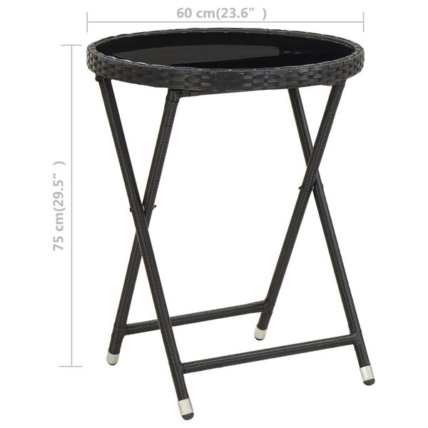 vidaXL Σετ Επίπλων Bistro Κήπου 3 τεμ. Μαύρο Συνθ. Ρατάν/Ψημένο Γυαλί