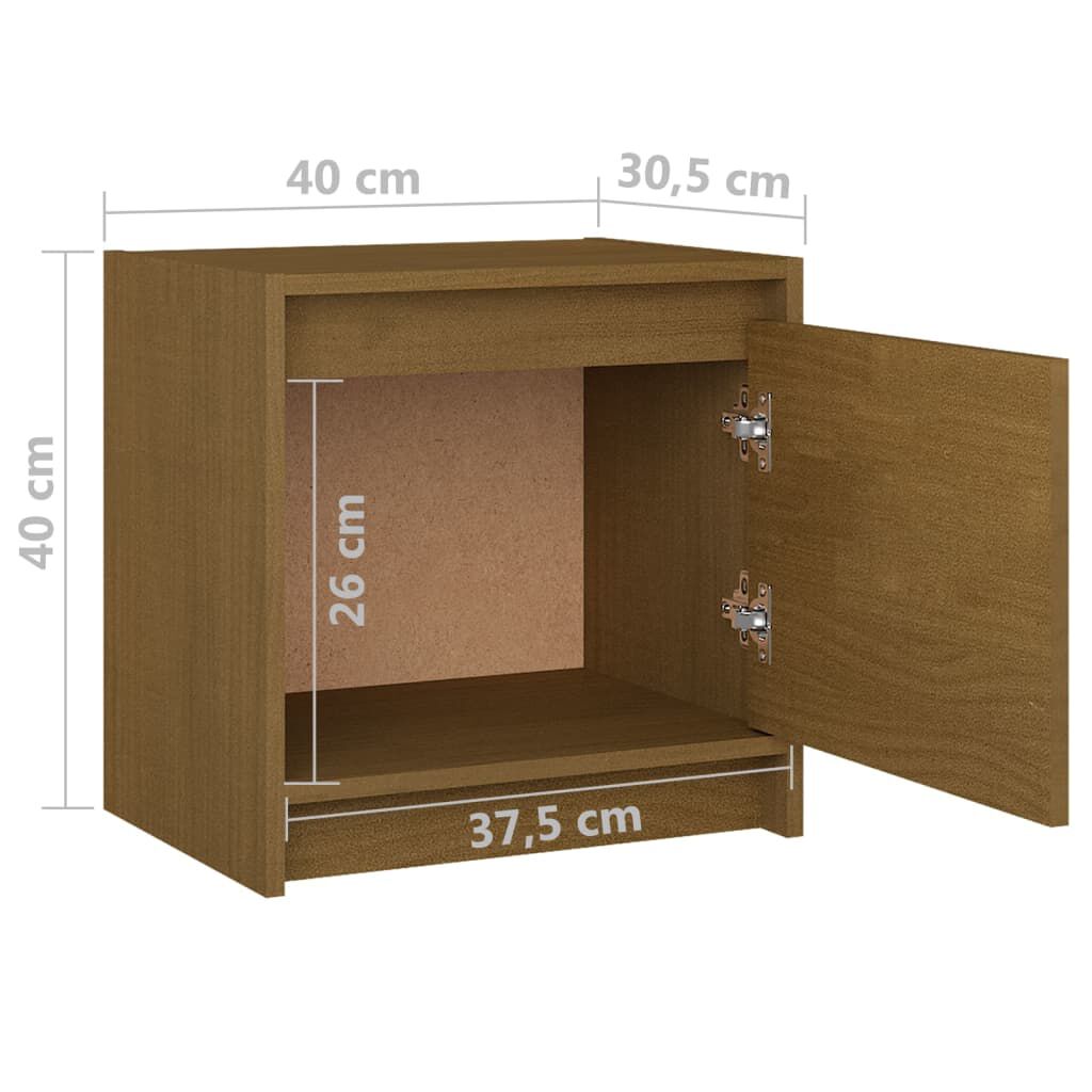 vidaXL Κομοδίνο Καφέ Μελί 40 x 30,5 x 40 εκ. από Μασίφ Ξύλο Πεύκου