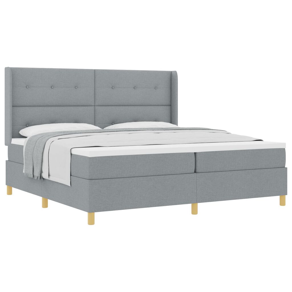 vidaXL Κρεβάτι Box Spring με Στρώμα Ανοιχτό Γκρι 200x200 εκ. Ύφασμα