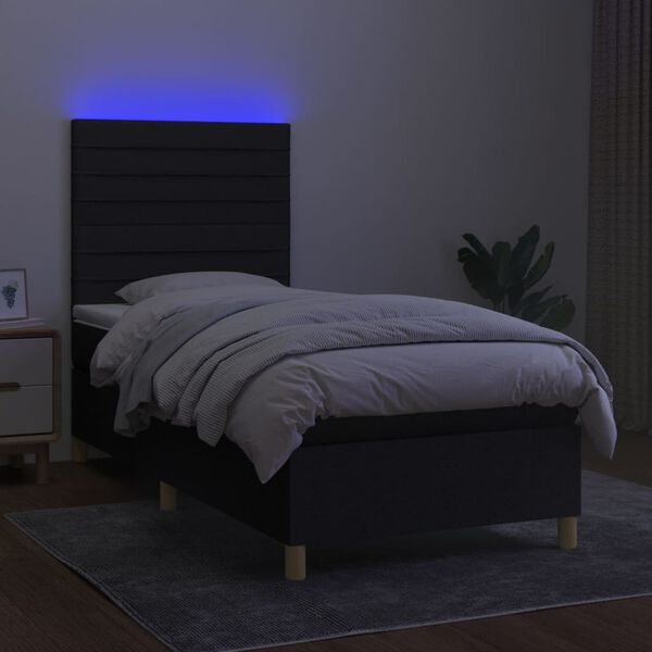 vidaXL &Kappa;&rho;&epsilon;&beta;ά&tau;&iota; Boxspring &mu;&epsilon; &Sigma;&tau;&rho;ώ&mu;&alpha; & LED &Mu;&alpha;ύ&rho;&omicron; 90x190 &epsilon;&kappa;. &Upsilon;&phi;&alpha;&sigma;&mu;ά&tau;&iota;&nu;&omicron;