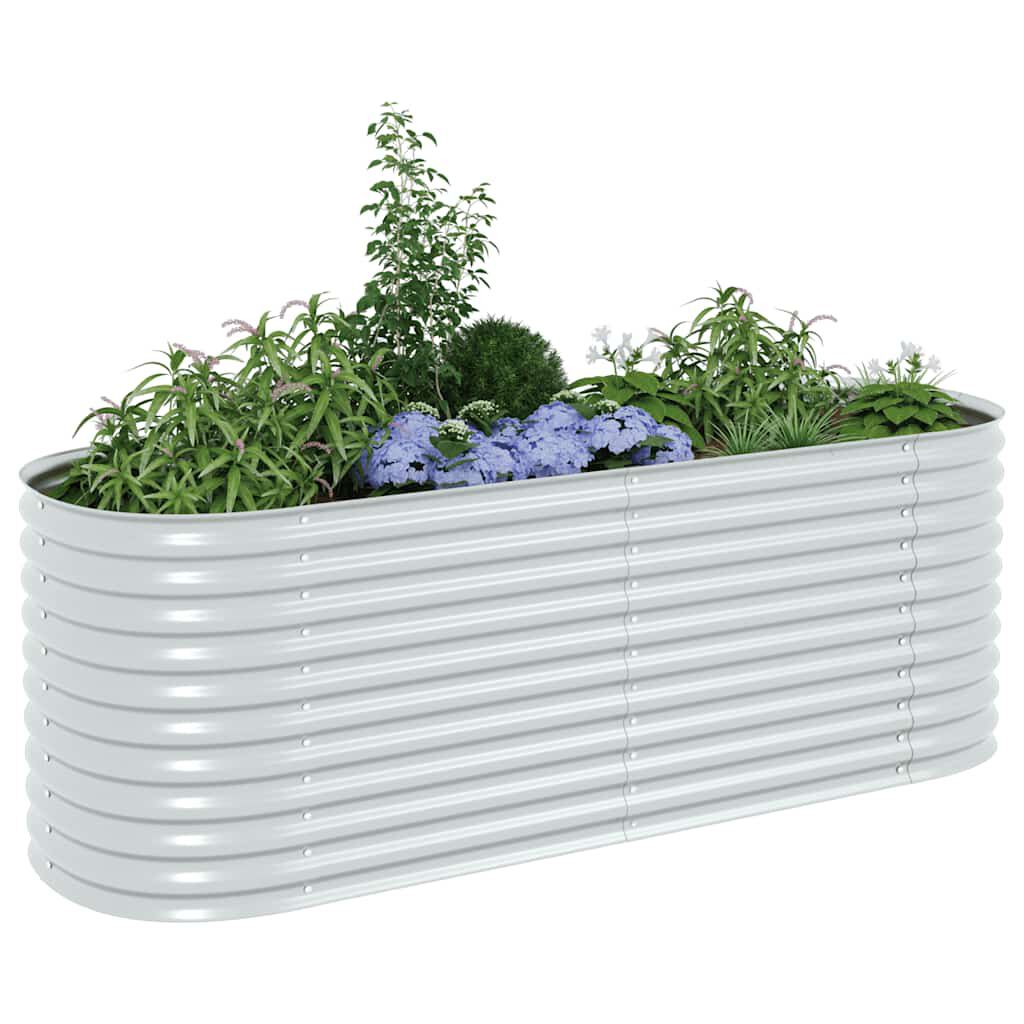 vidaXL Ζαρντινιέρα Υπερυψωμένη Ασημί 240x80x81 εκ. Γαλβανισμ. Χάλυβας