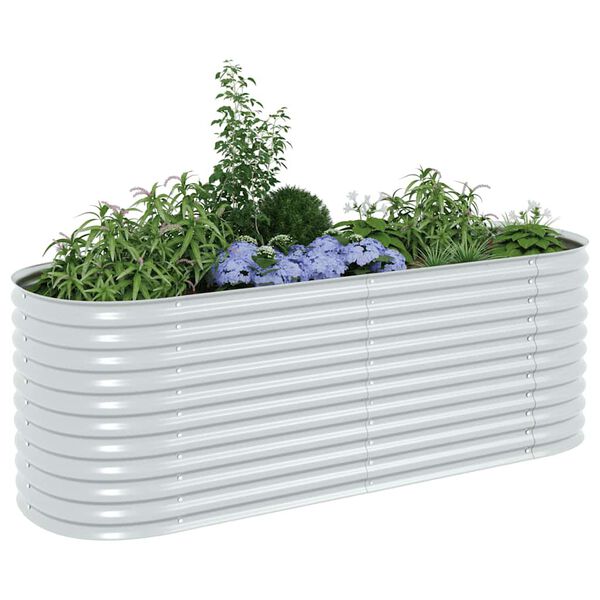 vidaXL Ζαρντινιέρα Υπερυψωμένη Ασημί 240x80x81 εκ. Γαλβανισμ. Χάλυβας