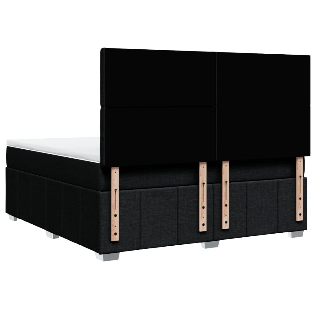 vidaXL Κρεβάτι Boxspring με Στρώμα Μαύρο 180x200 εκ. Υφασμάτινο
