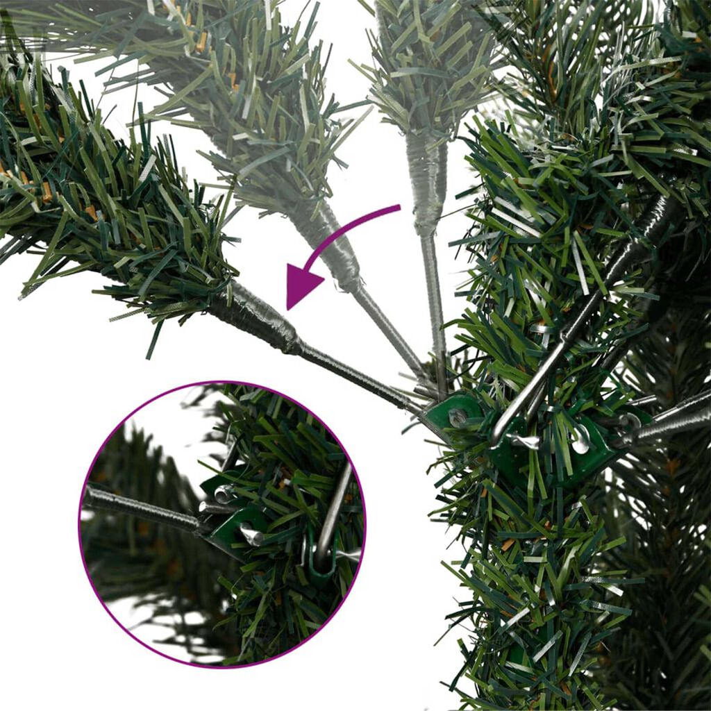 vidaXL Slim Christmas Tree LEDs & Σετ Μπάλες Πράσινο 210 εκ PVC