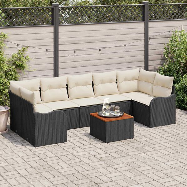 vidaXL Σετ Καναπέ Κήπου 8 pcs Μαύρο Πολυ ράταν
