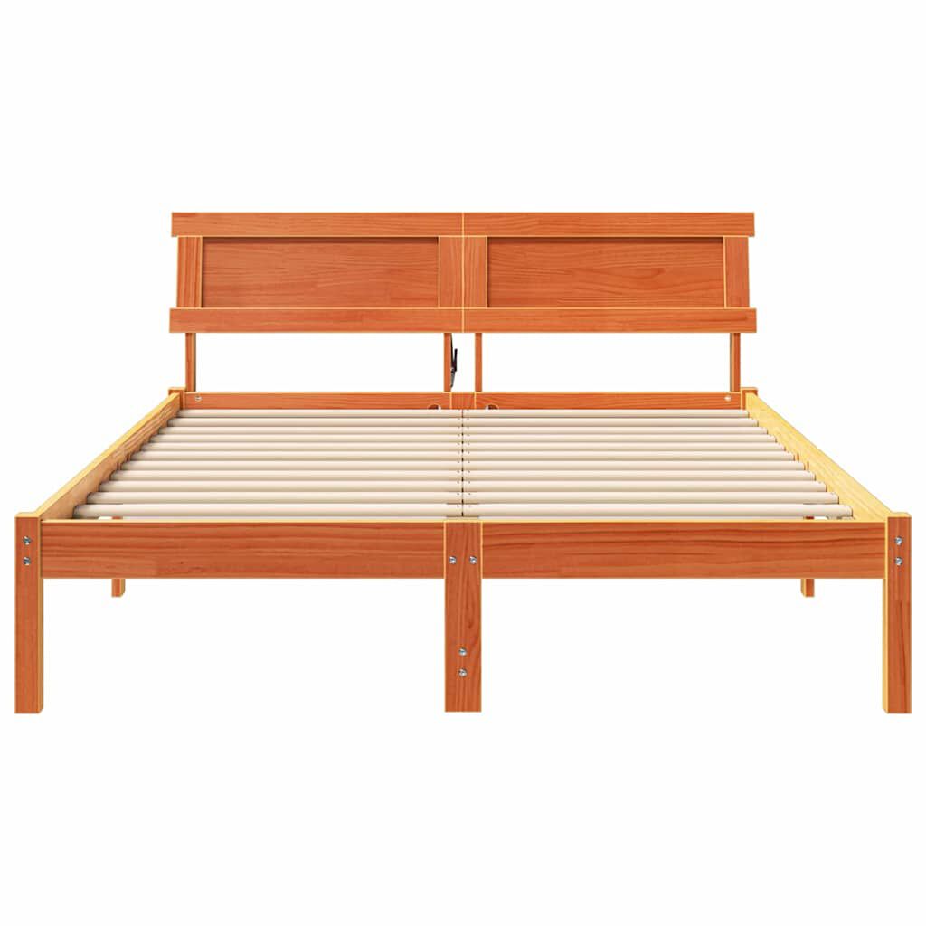 vidaXL Σκελετός Κρεβατιού Καφέ κεριού 120 x 200 cm Μασίφ ξύλο πεύκου