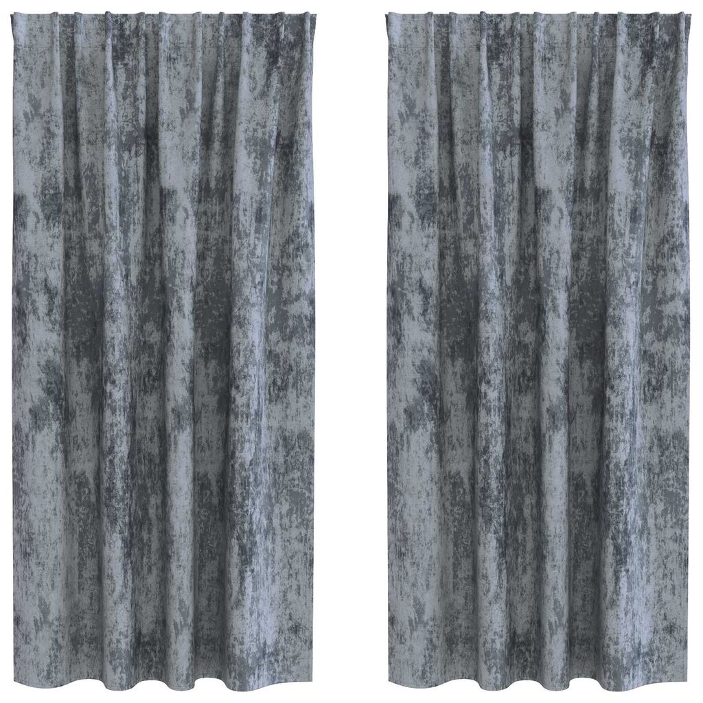 vidaXL Κουρτίνα με κουρτίνες 2 pcs Ασημί γκρι 175 x 140 εκ. Βελούδο