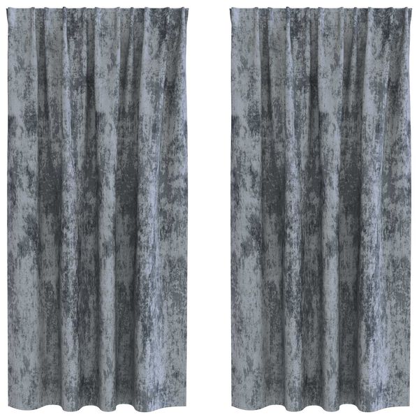 vidaXL Κουρτίνα με κουρτίνες 2 pcs Ασημί γκρι 175 x 140 εκ. Βελούδο
