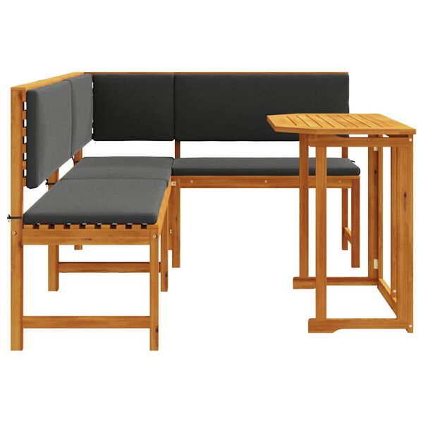vidaXL Σετ Παγκάκι Κήπου 3 pcs Καφέ Μασίφ ξύλο ακακίας