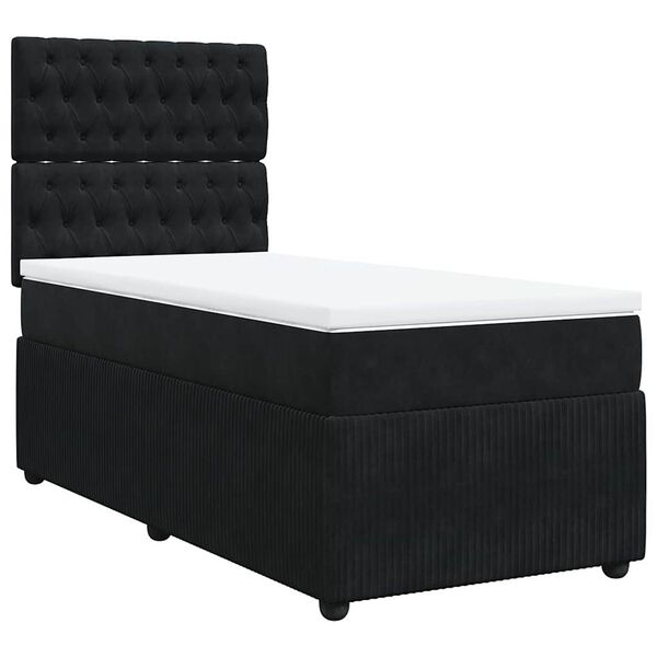 vidaXL Κρεβάτι Boxspring με Στρώμα Μαύρο 80 x 200 εκ. Βελούδινο