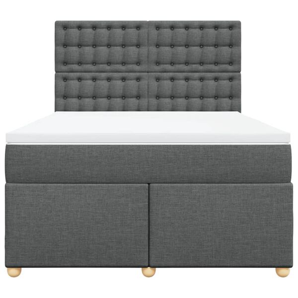 vidaXL Κρεβάτι Boxspring με Στρώμα Σκούρο Γκρι 160x200 εκ Υφασμάτινο