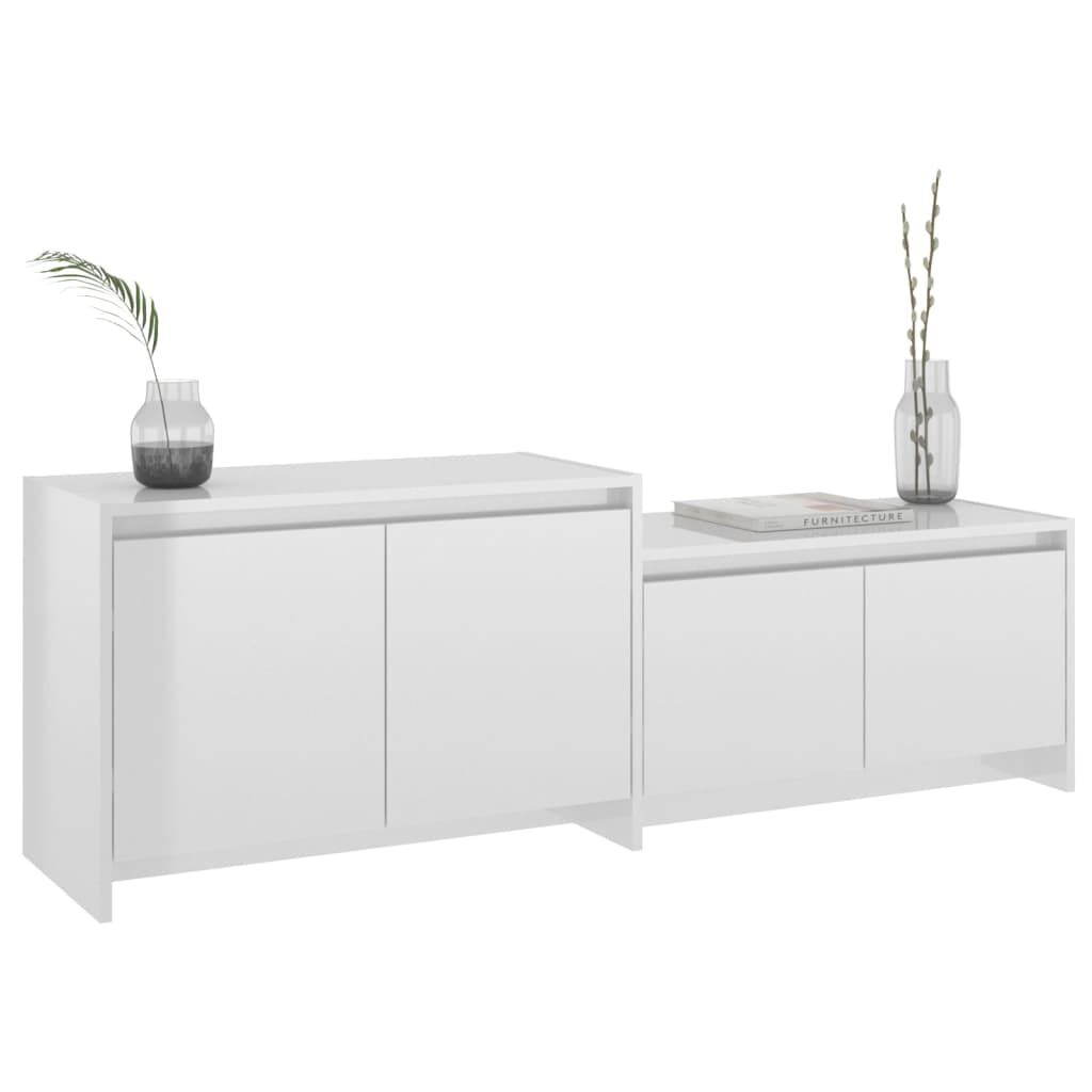 vidaXL Έπιπλο Τηλεόρασης Γυαλ. Λευκό 146,5x35x50 εκ Επεξεργασμένο Ξύλο