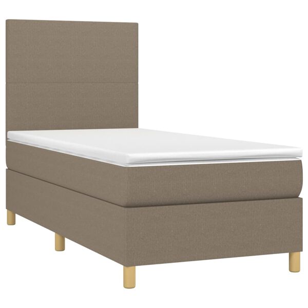 vidaXL &Kappa;&rho;&epsilon;&beta;ά&tau;&iota; Boxspring &mu;&epsilon; &Sigma;&tau;&rho;ώ&mu;&alpha; & LED Taupe 80x200 &epsilon;&kappa;. &Upsilon;&phi;&alpha;&sigma;&mu;ά&tau;&iota;&nu;&omicron;