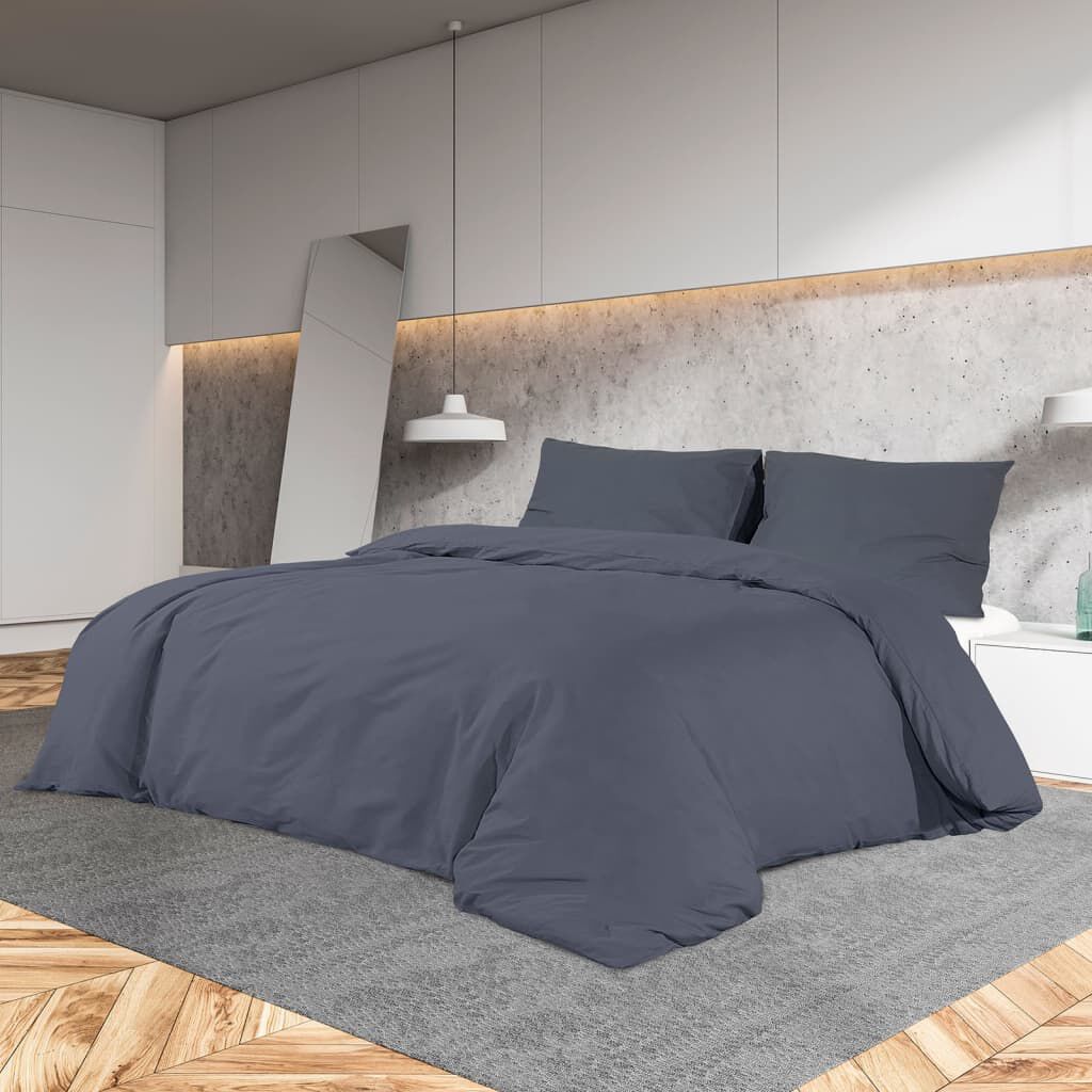 vidaXL Σετ Παπλωματοθήκης Ανθρακί 220x240 εκ. Ελαφρύ Ύφασμα Μικροϊνών