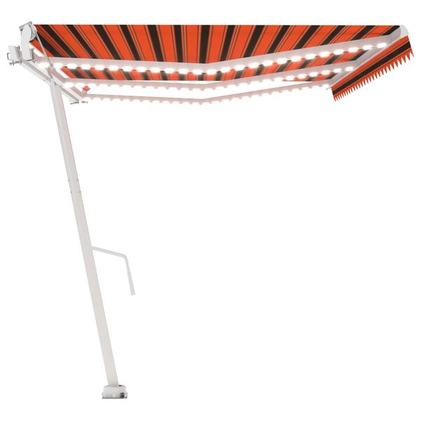 vidaXL Τέντα Αυτόματη με LED&Αισθητ. Ανέμου Πορτοκαλί/Καφέ 600x300 εκ.