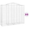 vidaXL Συρματοκιβώτια Τοξωτά 9 τεμ. 200x50x160/180 εκ. Γαλβαν. Ατσάλι