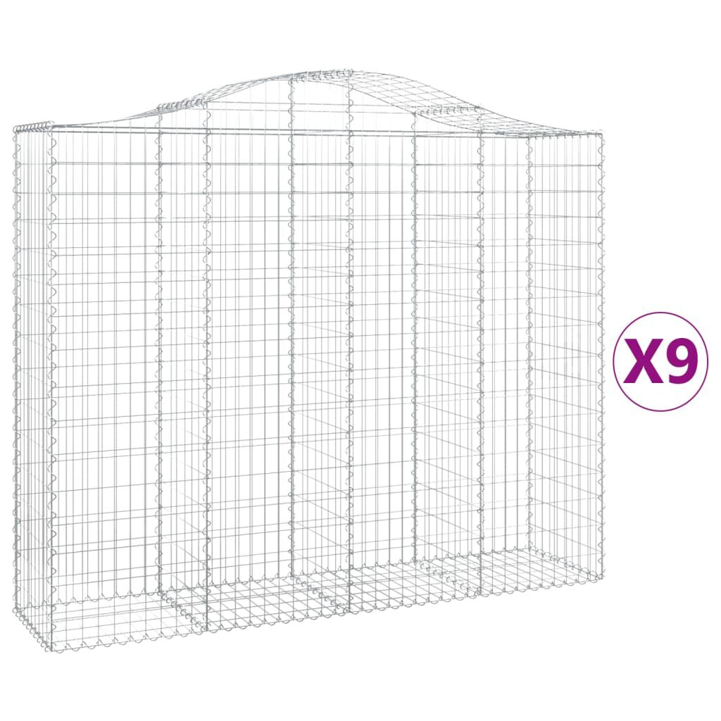vidaXL Συρματοκιβώτια Τοξωτά 9 τεμ. 200x50x160/180 εκ. Γαλβαν. Ατσάλι