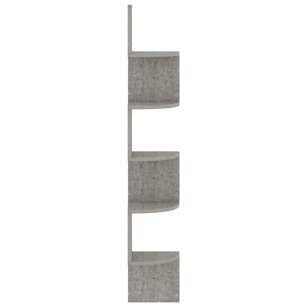 vidaXL Γωνιακή Ραφιέρα Τοίχου Γκρι Σκυρ. 19x19x123 εκ. από Επεξ. Ξύλο