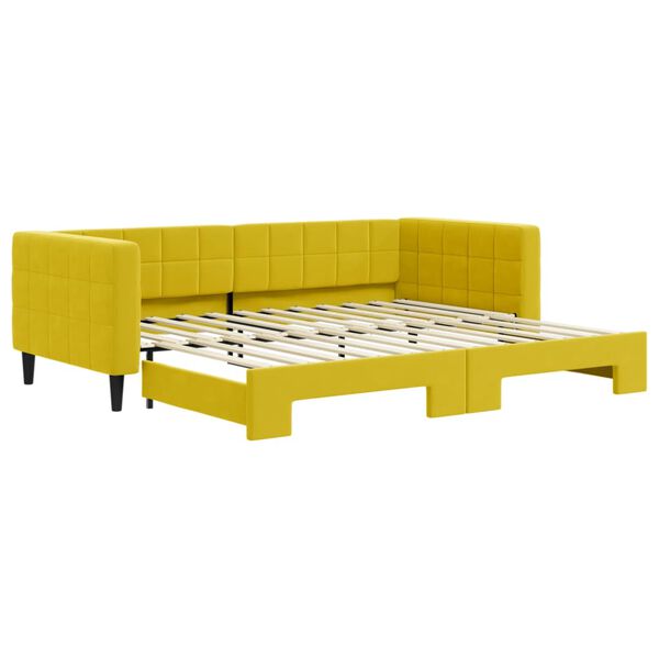 vidaXL Καναπές Κρεβάτι Συρόμενος Κίτρινος 90 x 200 εκ. Βελούδινος