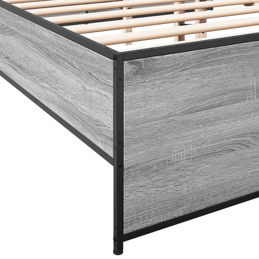 vidaXL Πλαίσιο Κρεβατιού Γκρι Sonoma 120x200 εκ. Επεξ. Ξύλο & Μέταλλο