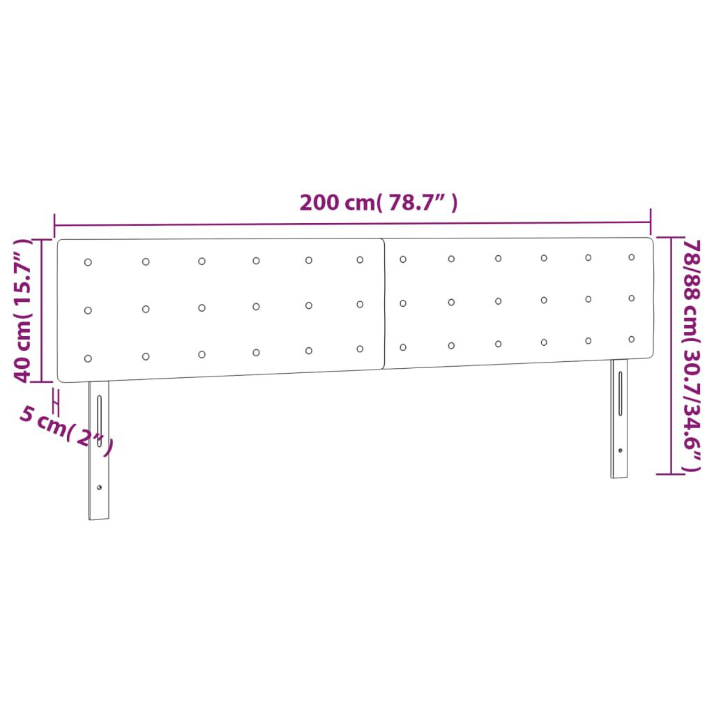 vidaXL Κεφαλάρι Κρεβατιού LED Ροζ 200x5x78/88 εκ. Βελούδινο
