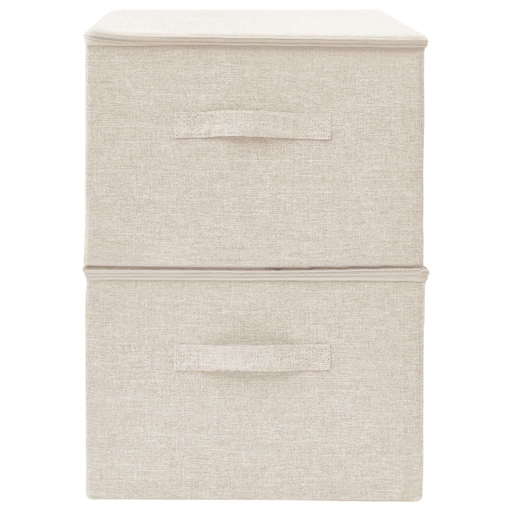vidaXL Κουτιά Αποθήκευσης 2 τεμ. Κρεμ 43 x 34 x 23 εκ. Υφασμάτινα