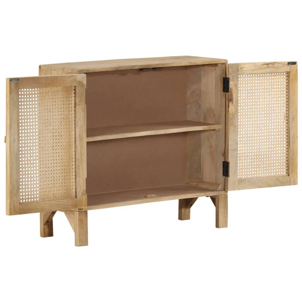 vidaXL Ντουλάπι 80x30x73 εκ. Μασίφ Ξύλο Μάνγκο και Φυσικό Ζαχαροκάλαμο