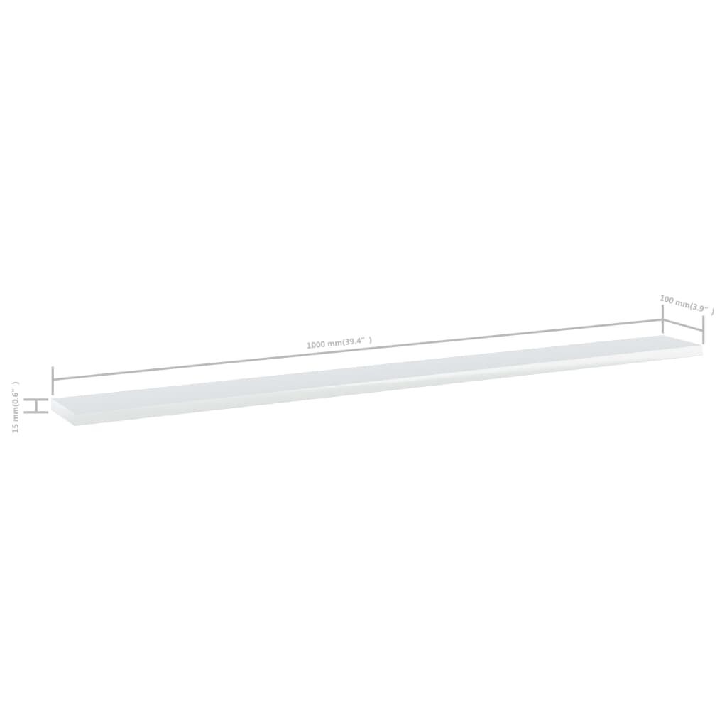 vidaXL Ράφια Βιβλιοθήκης 8 τεμ. Γυαλ. Λευκό 100x10x1,5 εκ. Μοριοσανίδα