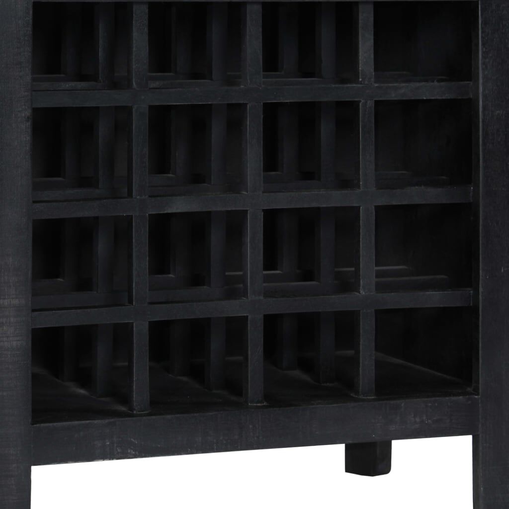 vidaXL Ραφιέρα / Σταντ Κρασιών Μαύρη 56x35x75 εκ. Μασίφ Ξύλο Μάνγκο