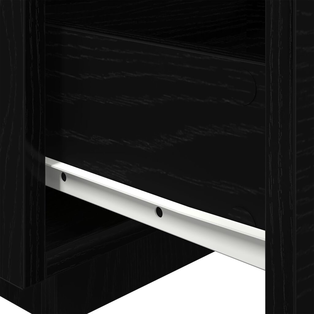 κομοδίνο vidaXL με LED φώτα Μαύρο Δρυς 40x39x37 εκ.